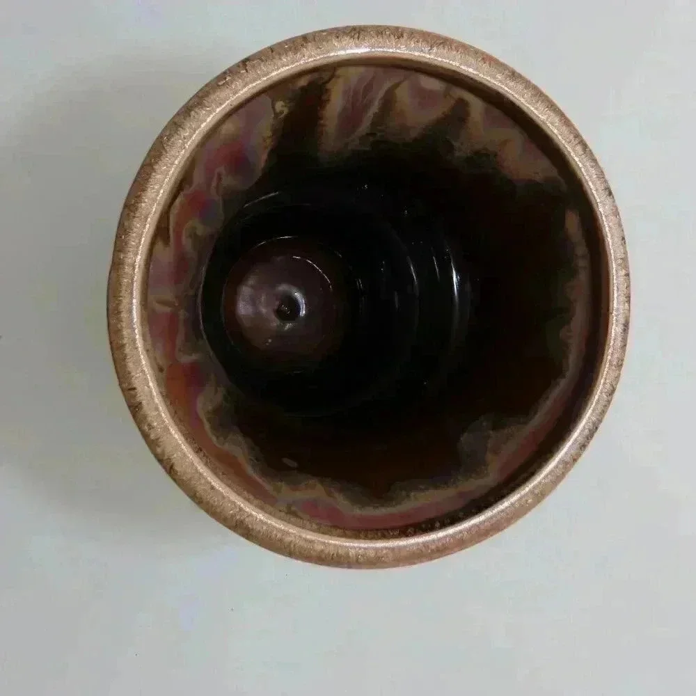 Vintage Stoneware Drip Glaze Pottery Vase 10”